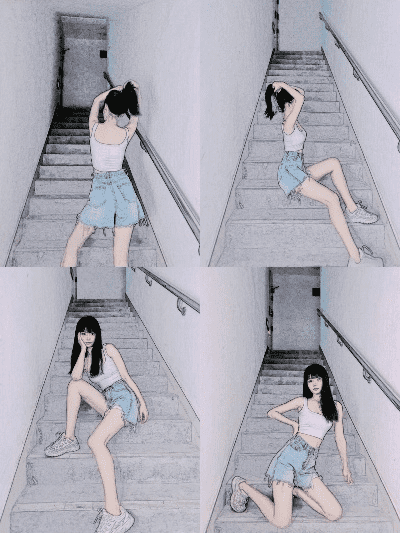 楼梯怎么拍照好看姿势图片 楼梯怎么拍照好看姿势图片